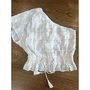 Greylin Arnette White XS Boho One Shoulder Crochet Blouse Top X0900